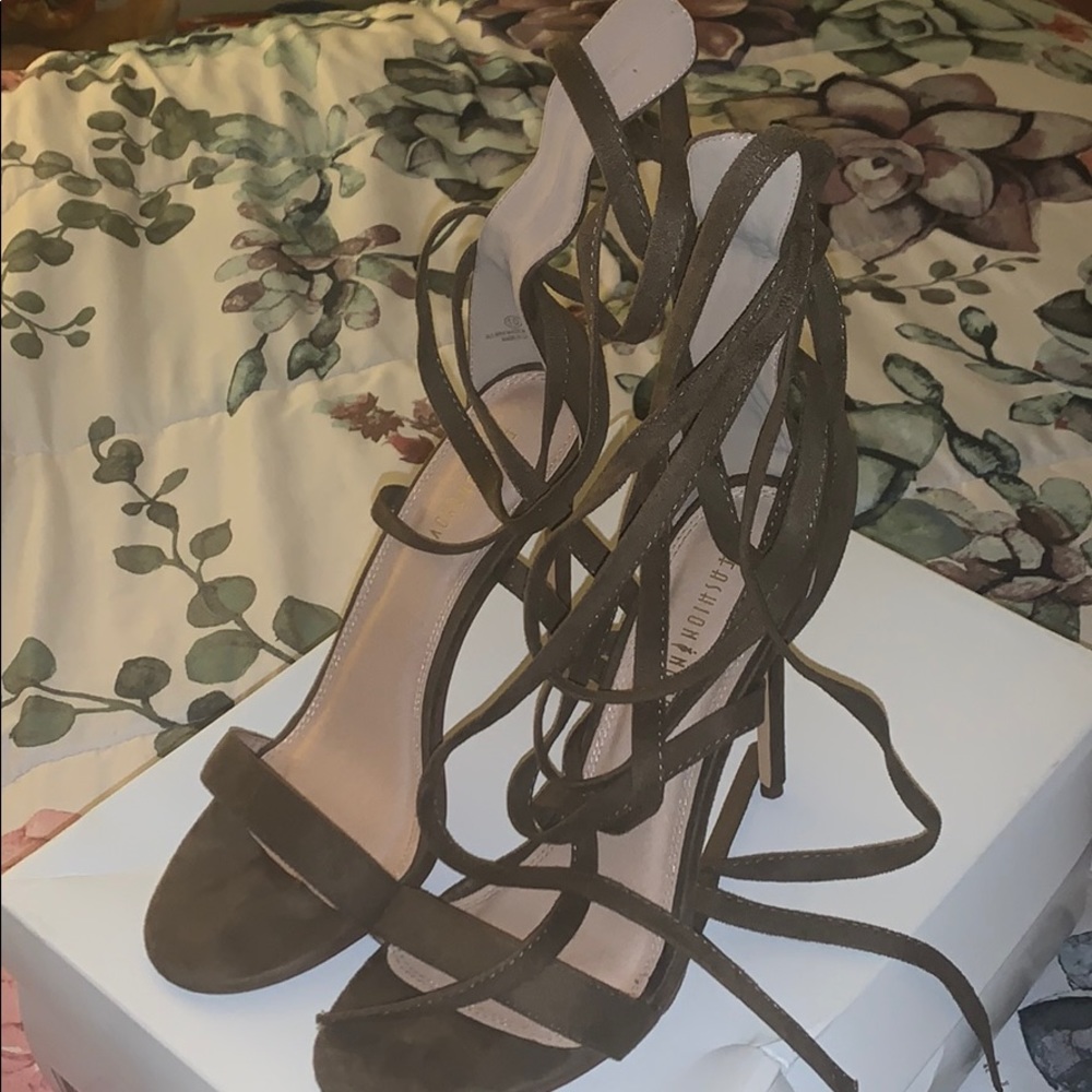 Brown suede heel